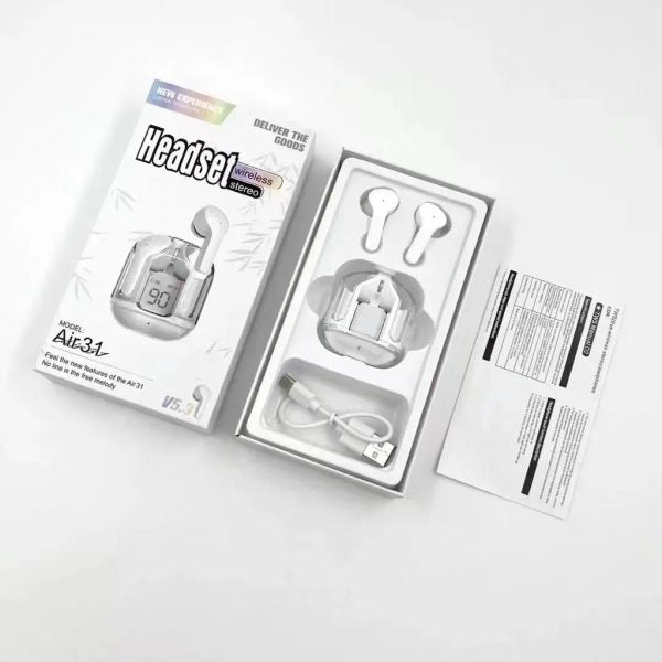 Air31 Earbuds Wireless Crystal Transparent Body ( Random Color )