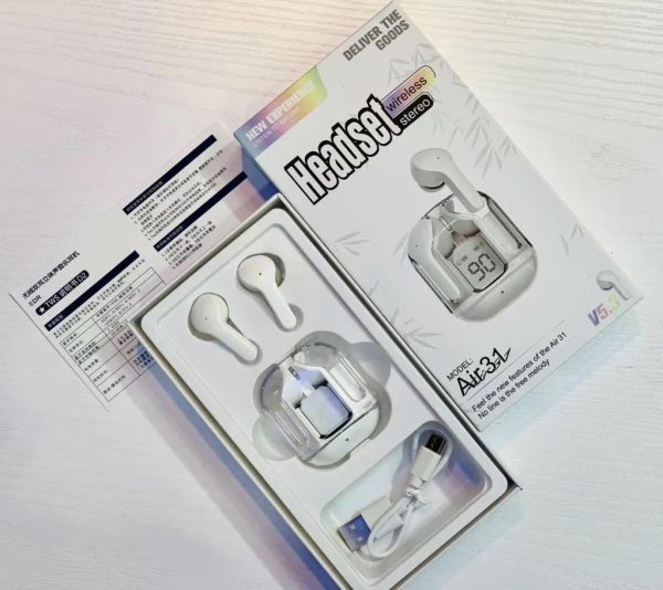 Air31 Earbuds Wireless Crystal Transparent Body ( Random Color )