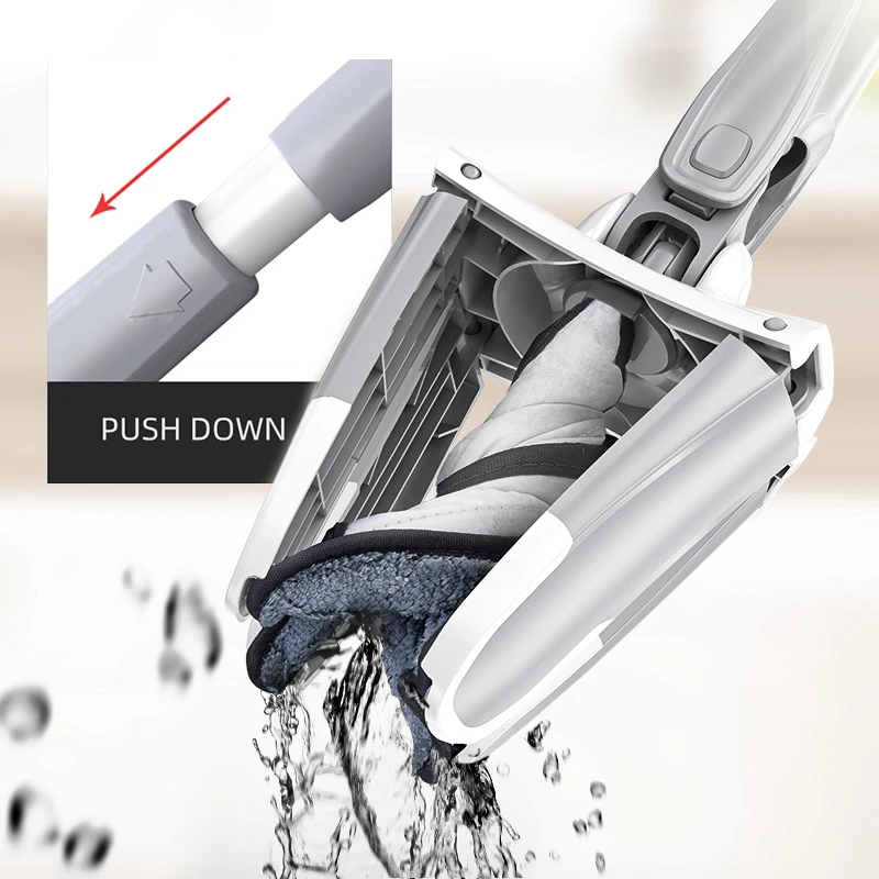 X-type Floor Mop Hand-free Squeeze Mos with 3pcs Reusable Microfiber Pads 360 Degree Flat Mop for Home Household Cleaning Tools
