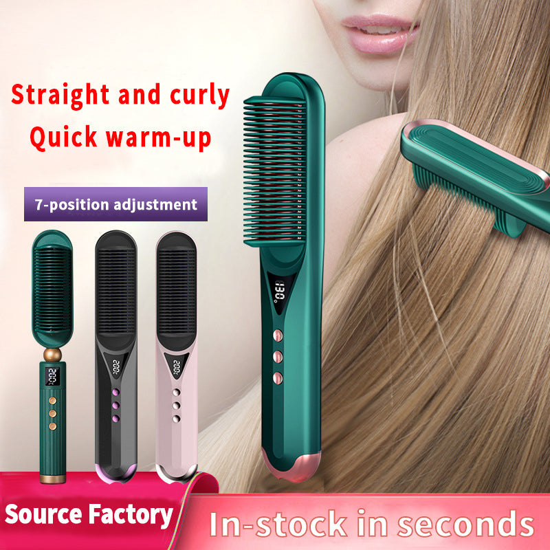 Hair Straightener Brush Set Comb Hair Curly Detangling Brush Professional Multifunctional 2 In 1 Fast Heating Anti-Scald Styler Tools