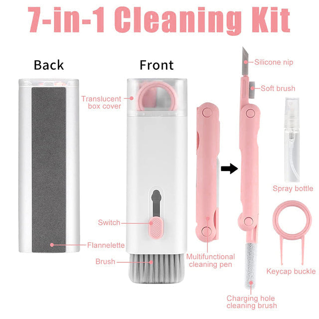 7 in 1 Computer Keyboard Cleaner Brush Kit Earphone Cleaning Pen For Headset iPad Phone Cleaning Tools Cleaner Keycap Puller Kit